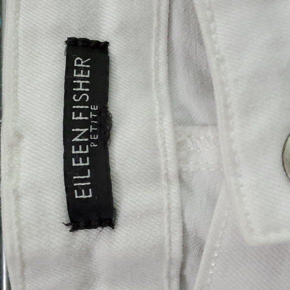 Eileen Fisher Women's Organic Cotton Stretch Denim Pant (Petite) in White - Picture 6 of 10